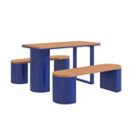 SOLARA Outdoor Set Chair & Table 120/140/160cm Anti-Corrosion Durable Steel Support Thick Plastic-Wood Surface Waterproof Sun-Resistant Design - Blue