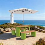 SOLARA Outdoor Set Umbrella & Chair Table, 120/140/160cm Anti-Corrosion Durable Steel Support Thick Plastic-Wood Surface Waterproof Sun-Resistant Design - Green