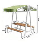 SOLARA 120/160/200cm Outdoor Set Table Canopy Waterproof Sunproof Thick Canopy Metal Frame High-Temp Coated Anti-Rust Stability - White&Green