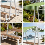SOLARA 120/160/200cm Outdoor Set Table Canopy Waterproof Sunproof Thick Canopy Metal Frame High-Temp Coated Anti-Rust Stability - White&Green
