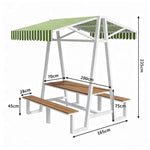 SOLARA 120/160/200cm Outdoor Set Table Canopy Waterproof Sunproof Thick Canopy Metal Frame High-Temp Coated Anti-Rust Stability - White&Green