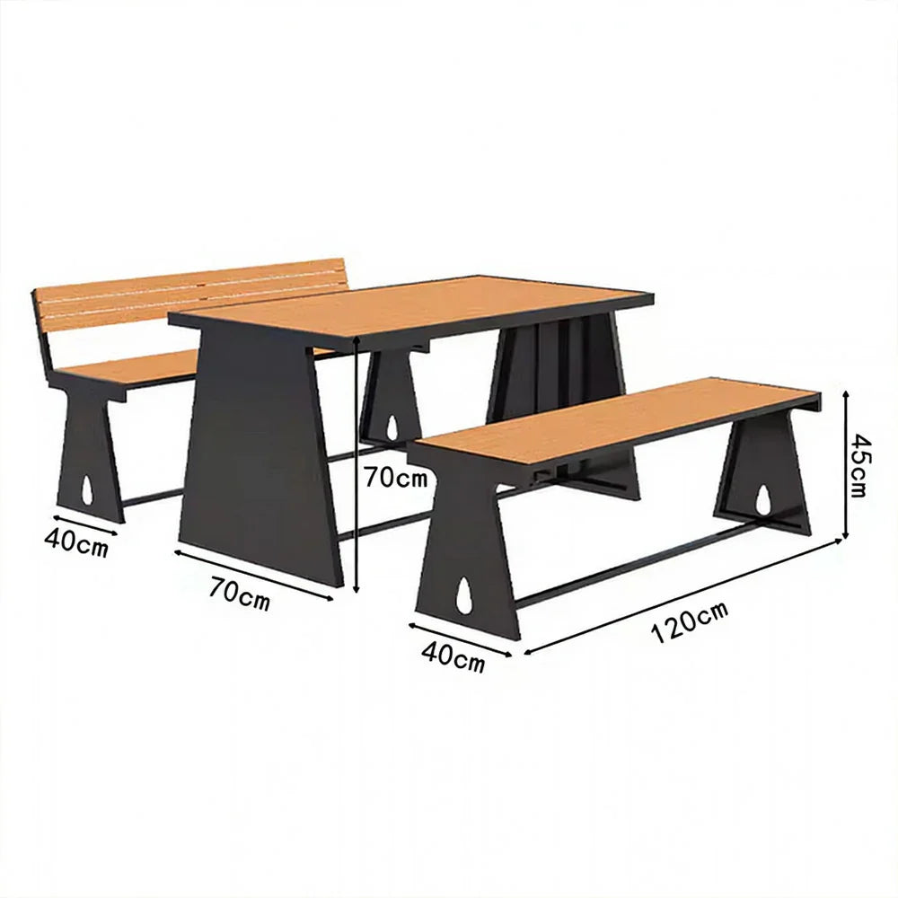 SOLARA 120/140/160cm Outdoor Set Chair & Table A-Frame Support Anti-Rust Iron Structure Smooth Painted Finish Stable Durable Design - Black