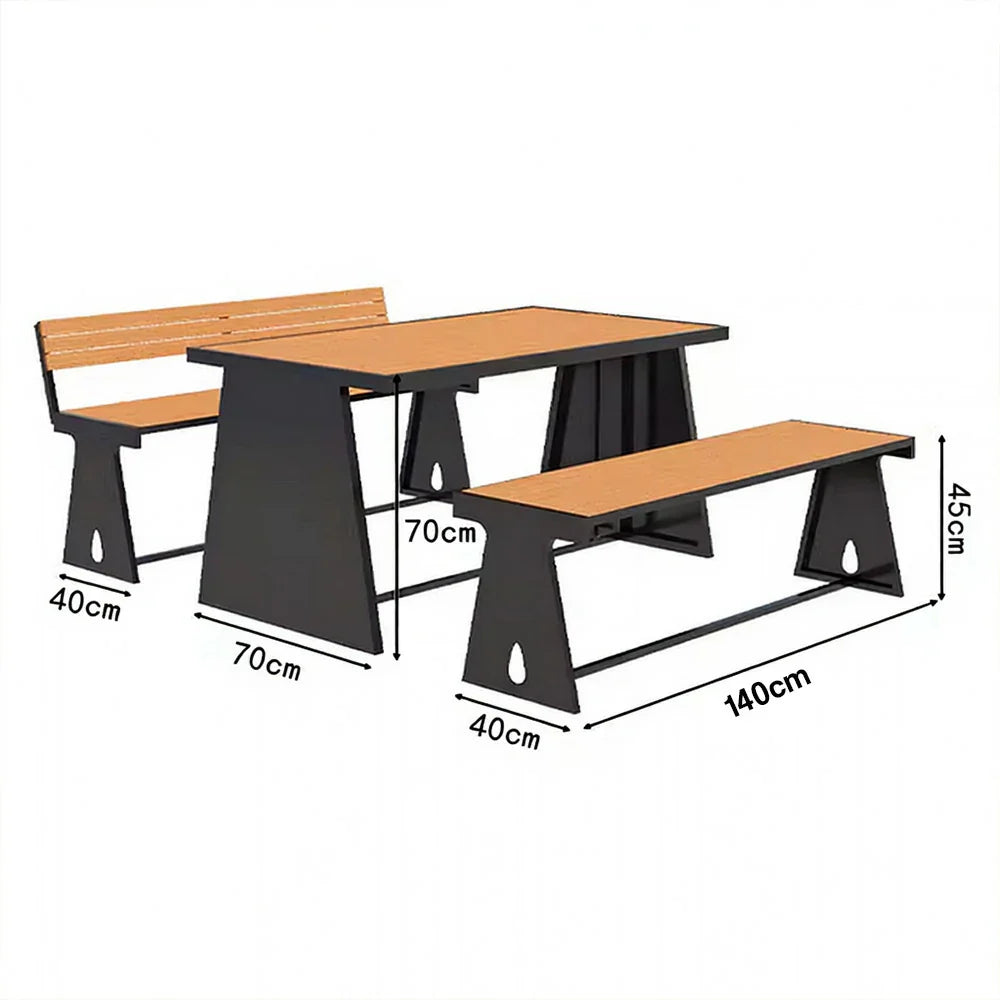 SOLARA 120/140/160cm Outdoor Set Chair & Table A-Frame Support Anti-Rust Iron Structure Smooth Painted Finish Stable Durable Design - Black