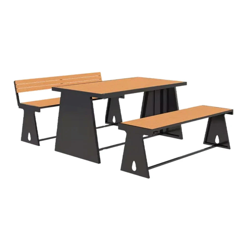 SOLARA 120/140/160cm Outdoor Set Chair & Table A-Frame Support Anti-Rust Iron Structure Smooth Painted Finish Stable Durable Design - Black