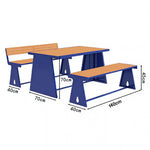 SOLARA 120/140/160cm Outdoor Set Chair & Table A-Frame Support Anti-Rust Iron Structure Smooth Painted Finish Stable Durable Design - Blue