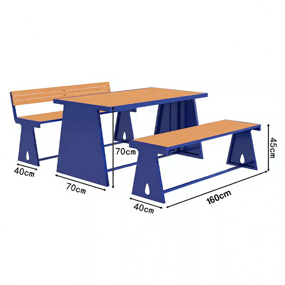 SOLARA 120/140/160cm Outdoor Set Chair & Table A-Frame Support Anti-Rust Iron Structure Smooth Painted Finish Stable Durable Design - Blue