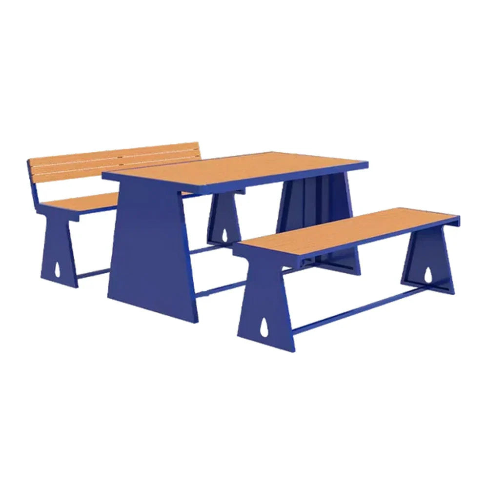 SOLARA 120/140/160cm Outdoor Set Chair & Table A-Frame Support Anti-Rust Iron Structure Smooth Painted Finish Stable Durable Design - Blue