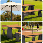 SOLARA 120/140/160cm Outdoor Set Umbrella & Chair Table A-Frame Support Anti-Rust Iron Structure Smooth Painted Finish Stable Durable Design - Black