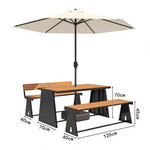 SOLARA 120/140/160cm Outdoor Set Umbrella & Chair Table A-Frame Support Anti-Rust Iron Structure Smooth Painted Finish Stable Durable Design - Black