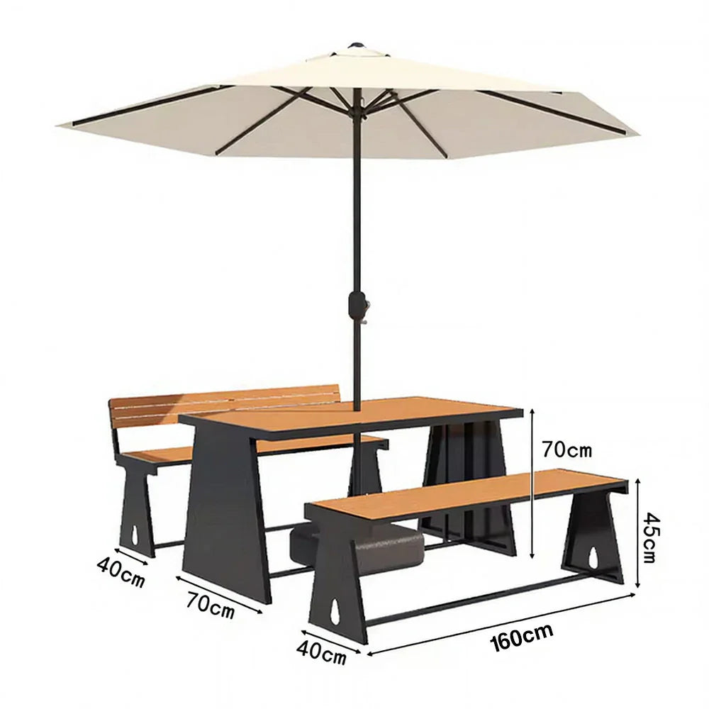 SOLARA 120/140/160cm Outdoor Set Umbrella & Chair Table A-Frame Support Anti-Rust Iron Structure Smooth Painted Finish Stable Durable Design - Black