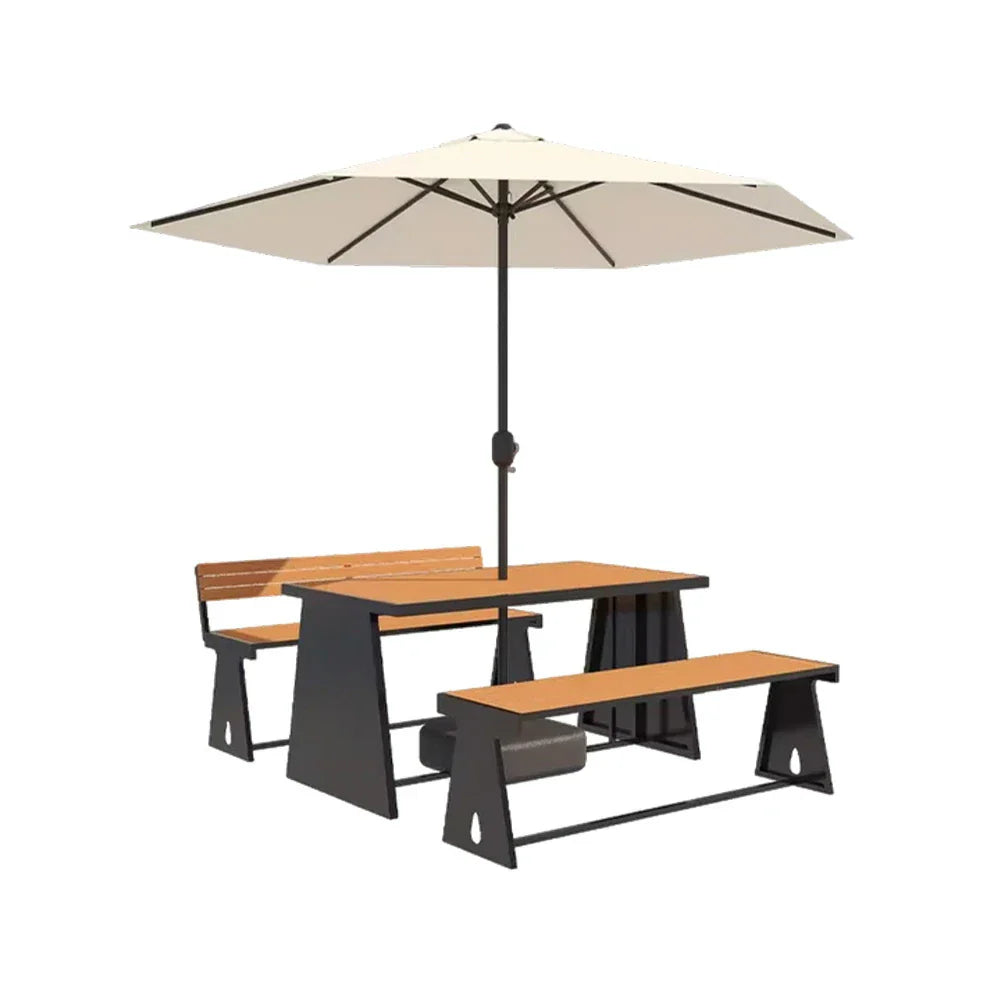 SOLARA 120/140/160cm Outdoor Set Umbrella & Chair Table A-Frame Support Anti-Rust Iron Structure Smooth Painted Finish Stable Durable Design - Black