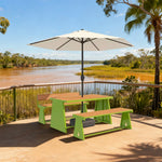 SOLARA 120/140/160cm Outdoor Set Umbrella & Chair Table A-Frame Support Anti-Rust Iron Structure Smooth Painted Finish Stable Durable Design - Green