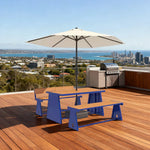 SOLARA 120/140/160cm Outdoor Set Umbrella & Chair Table A-Frame Support Anti-Rust Iron Structure Smooth Painted Finish Stable Durable Design - Blue