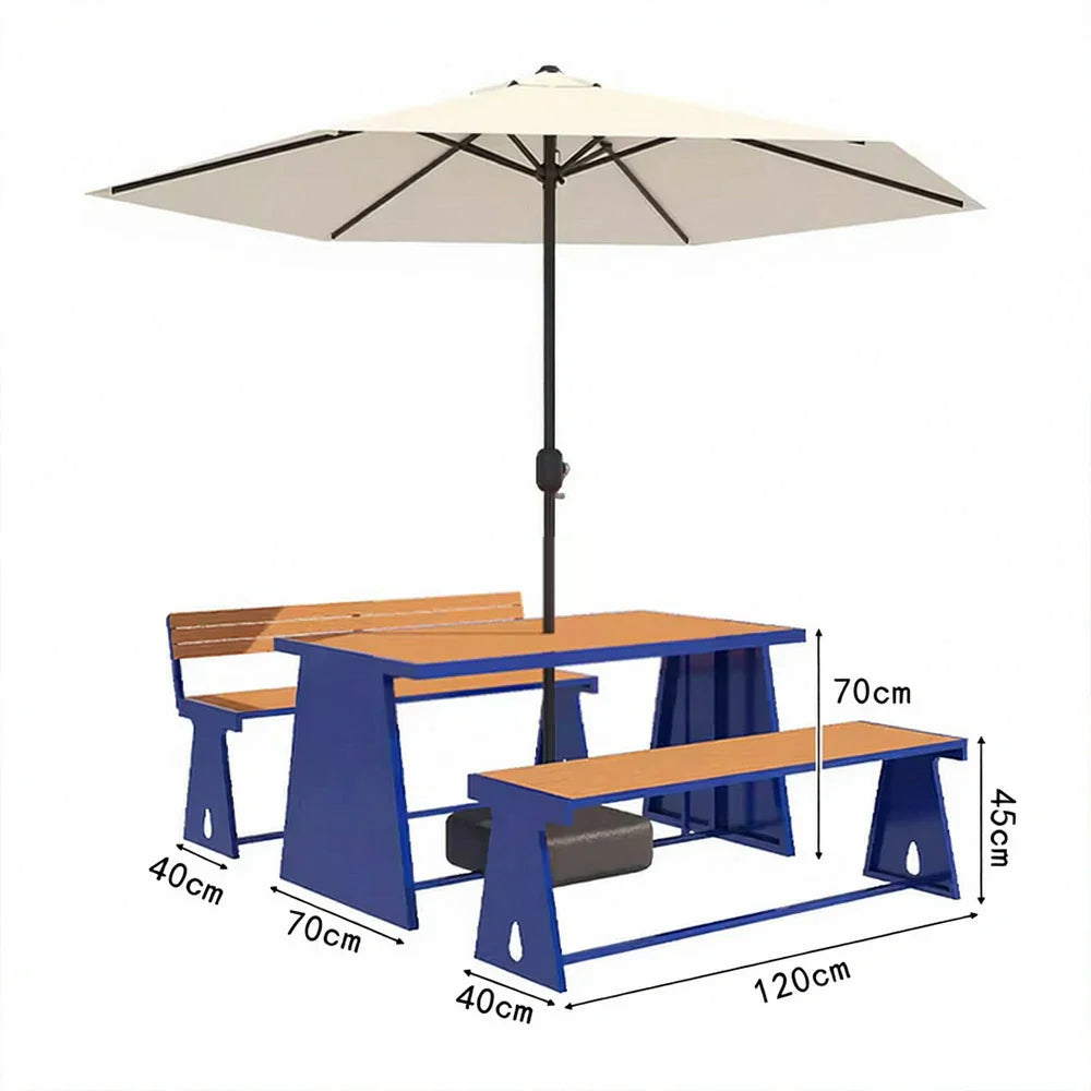 SOLARA 120/140/160cm Outdoor Set Umbrella & Chair Table A-Frame Support Anti-Rust Iron Structure Smooth Painted Finish Stable Durable Design - Blue