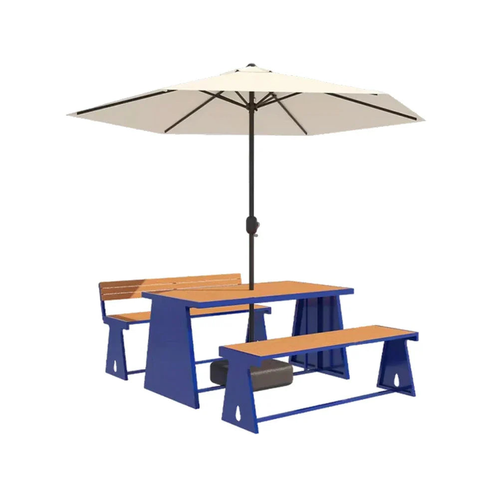 SOLARA 120/140/160cm Outdoor Set Umbrella & Chair Table A-Frame Support Anti-Rust Iron Structure Smooth Painted Finish Stable Durable Design - Blue