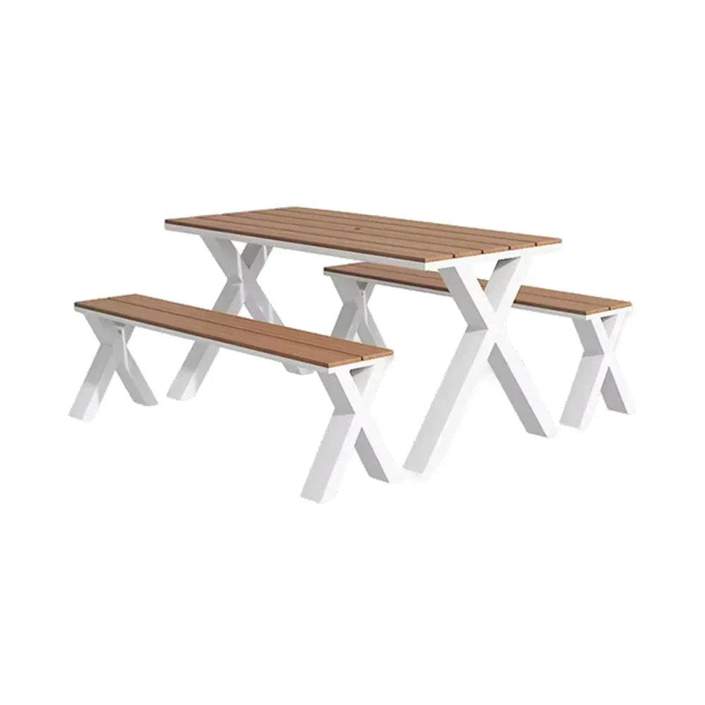 SOLARA 120/160/200cm Outdoor Set Chair & Table Sunproof Waterproof Surface High-Temp Coated Steel Frame Strong Support Anti-Corrosion Design - White