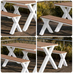 SOLARA 120/160/200cm Outdoor Set Chair & Table Sunproof Waterproof Surface High-Temp Coated Steel Frame Strong Support Anti-Corrosion Design - White