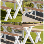 SOLARA 120/160/200cm Outdoor Set Chair & Table Sunproof Waterproof Surface High-Temp Coated Steel Frame Strong Support Anti-Corrosion Design - White