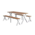 SOLARA 120/160/200cm Outdoor Set Chair & Table Sunproof Waterproof Surface High-Temp Coated Steel Frame Strong Support Anti-Corrosion Design - White