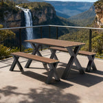 SOLARA 120/160/200cm Outdoor Set Chair & Table Sunproof Waterproof Surface High-Temp Coated Steel Frame Strong Support Anti-Corrosion Design - Black