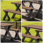 SOLARA 120/160/200cm Outdoor Set Chair & Table Sunproof Waterproof Surface High-Temp Coated Steel Frame Strong Support Anti-Corrosion Design - Black