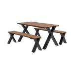 SOLARA 120/160/200cm Outdoor Set Chair & Table Sunproof Waterproof Surface High-Temp Coated Steel Frame Strong Support Anti-Corrosion Design - Black