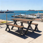 SOLARA 120/160/200cm Outdoor Set Chair & Table Sunproof Waterproof Surface High-Temp Coated Steel Frame Strong Support Anti-Corrosion Design - Black