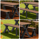 SOLARA 120/160/200cm Outdoor Set Chair & Table Sunproof Waterproof Surface High-Temp Coated Steel Frame Strong Support Anti-Corrosion Design - Black