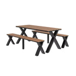 SOLARA 120/160/200cm Outdoor Set Chair & Table Sunproof Waterproof Surface High-Temp Coated Steel Frame Strong Support Anti-Corrosion Design - Black