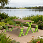 SOLARA 120/160/200cm Outdoor Set Chair & Table Sunproof Waterproof Surface High-Temp Coated Steel Frame Strong Support Anti-Corrosion Design - Green