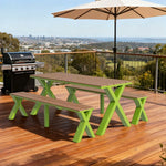 SOLARA 120/160/200cm Outdoor Set Chair & Table Sunproof Waterproof Surface High-Temp Coated Steel Frame Strong Support Anti-Corrosion Design - Green