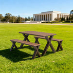 SOLARA 120/160/200cm Outdoor Set Chair & Table Sunproof Waterproof Surface High-Temp Coated Steel Frame Strong Support Anti-Corrosion Design - Brown