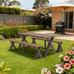 SOLARA 120/160/200cm Outdoor Set Chair & Table Sunproof Waterproof Surface High-Temp Coated Steel Frame Strong Support Anti-Corrosion Design - Brown