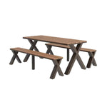 SOLARA 120/160/200cm Outdoor Set Chair & Table Sunproof Waterproof Surface High-Temp Coated Steel Frame Strong Support Anti-Corrosion Design - Brown