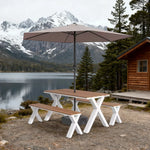 SOLARA 120/160/200cm Outdoor Set Umbrella & Chair Table Sunproof Waterproof Surface High-Temp Coated Steel Frame Strong Support Anti-Corrosion Design - White