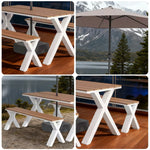 SOLARA 120/160/200cm Outdoor Set Umbrella & Chair Table Sunproof Waterproof Surface High-Temp Coated Steel Frame Strong Support Anti-Corrosion Design - White