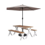 SOLARA 120/160/200cm Outdoor Set Umbrella & Chair Table Sunproof Waterproof Surface High-Temp Coated Steel Frame Strong Support Anti-Corrosion Design - White