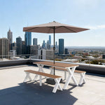 SOLARA 120/160/200cm Outdoor Set Umbrella & Chair Table Sunproof Waterproof Surface High-Temp Coated Steel Frame Strong Support Anti-Corrosion Design - White