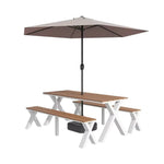 SOLARA 120/160/200cm Outdoor Set Umbrella & Chair Table Sunproof Waterproof Surface High-Temp Coated Steel Frame Strong Support Anti-Corrosion Design - White