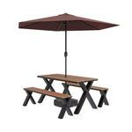 SOLARA 120/160/200cm Outdoor Set Umbrella & Chair Table Sunproof Waterproof Surface High-Temp Coated Steel Frame Strong Support Anti-Corrosion Design - Black