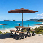 SOLARA 120/160/200cm Outdoor Set Umbrella & Chair Table Sunproof Waterproof Surface High-Temp Coated Steel Frame Strong Support Anti-Corrosion Design - Black