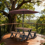 SOLARA 120/160/200cm Outdoor Set Umbrella & Chair Table Sunproof Waterproof Surface High-Temp Coated Steel Frame Strong Support Anti-Corrosion Design - Black