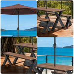 SOLARA 120/160/200cm Outdoor Set Umbrella & Chair Table Sunproof Waterproof Surface High-Temp Coated Steel Frame Strong Support Anti-Corrosion Design - Black