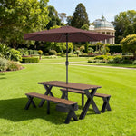 SOLARA 120/160/200cm Outdoor Set Umbrella & Chair Table Sunproof Waterproof Surface High-Temp Coated Steel Frame Strong Support Anti-Corrosion Design - Black