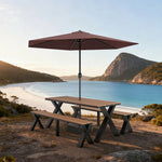 SOLARA 120/160/200cm Outdoor Set Umbrella & Chair Table Sunproof Waterproof Surface High-Temp Coated Steel Frame Strong Support Anti-Corrosion Design - Black