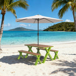 SOLARA 120/160/200cm Outdoor Set Umbrella & Chair Table Sunproof Waterproof Surface High-Temp Coated Steel Frame Strong Support Anti-Corrosion Design - Green