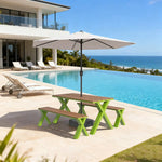 SOLARA 120/160/200cm Outdoor Set Umbrella & Chair Table Sunproof Waterproof Surface High-Temp Coated Steel Frame Strong Support Anti-Corrosion Design - Green