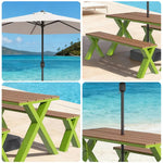 SOLARA 120/160/200cm Outdoor Set Umbrella & Chair Table Sunproof Waterproof Surface High-Temp Coated Steel Frame Strong Support Anti-Corrosion Design - Green