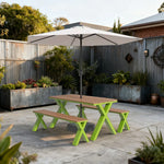 SOLARA 120/160/200cm Outdoor Set Umbrella & Chair Table Sunproof Waterproof Surface High-Temp Coated Steel Frame Strong Support Anti-Corrosion Design - Green