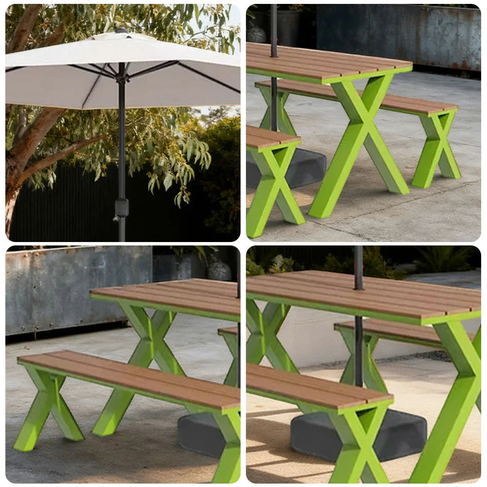 SOLARA 120/160/200cm Outdoor Set Umbrella & Chair Table Sunproof Waterproof Surface High-Temp Coated Steel Frame Strong Support Anti-Corrosion Design - Green
